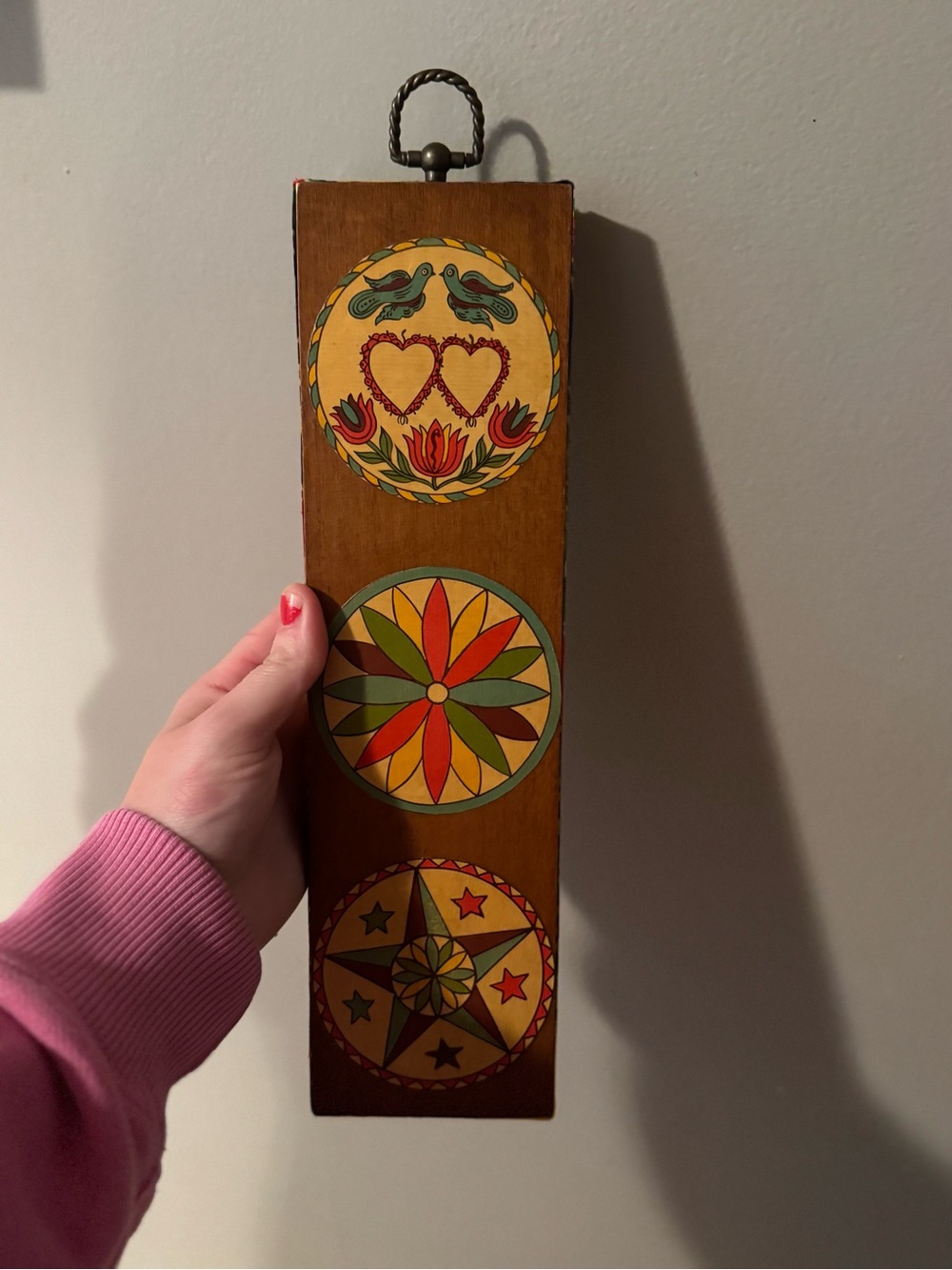Vintage PA Dutch Hex Sign Wood Plaque Folk Art